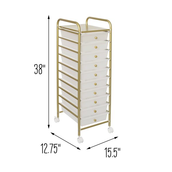 Honey Can Do 10-Drawer Gold Rolling Storage Cart - Image 7