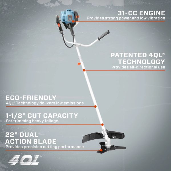 SENIX 31 cc 4-Cycle Gas Powered 10-in Brush Cutter/17.7-in Cutting Swatch, Bump Feed, GTBCU4QL-M - Image 7