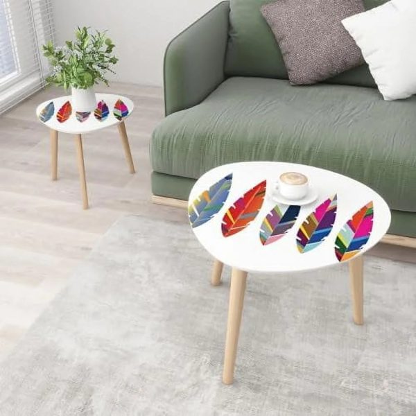 TJXFVNB Small Coffee Nesting Seamless Border Small Bright Colorful Flowers Leaves Triangle End Center Modern Room Bedroom Balcony - Image 3