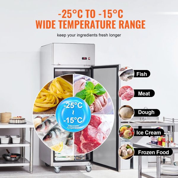 SKYSHALO Commercial Freezer 19.32 Cu.ft Reach In Upright Freezer 1 Door 4 Shelves - Image 5