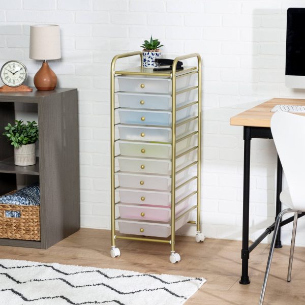 Honey Can Do 10-Drawer Gold Rolling Storage Cart - Image 8