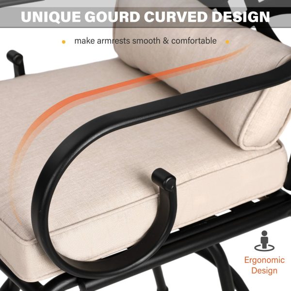 Sophia & William 2 Piece Patio Outdoor Swivel Bar Stools Metal Counter Height Chairs with Cushions - Image 3