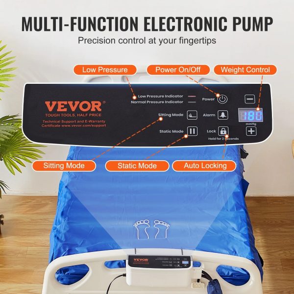 SKYSHALO Alternating Pressure Mattress, Dual-Layer Low Air Loss Hospital Replacement Mattress, Medical Bed Topper for Pressure Ulcers and Bed Sores - Variable, Inflatable Pressure Pump System - Image 5