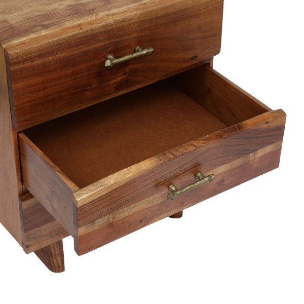 Tift Terrell Handcrafted Boho Acacia Wood 3 Drawer Nightstand, Set of 2 - Image 6