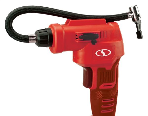 Sun Joe 24V-AJC-LTE-RED Cordless Portable Air Compressor with Nozzle Adapters, Automatic Digital Pressure Gauge, Built-in LED Light & Case | 24-Volt | 2.0-Amp (Red) - Image 2