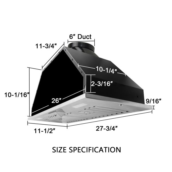 Range Hood Insert 30 Inch, 600 CFM Built-in Kitchen Hood with 3 Speeds, Ultra-Quiet Stainless Steel Ducted Vent Hood Insert with LED Lights and Dishwasher Safe Filters, Warm White - Image 8