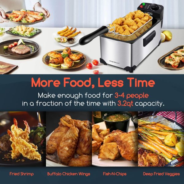 Deep Fryer, Electric Deep Fat Fryers with Baskets, 3 Liters Capacity Oil Frying Pot with View Window, ETL Certificated, 1650W Ushas - Image 6