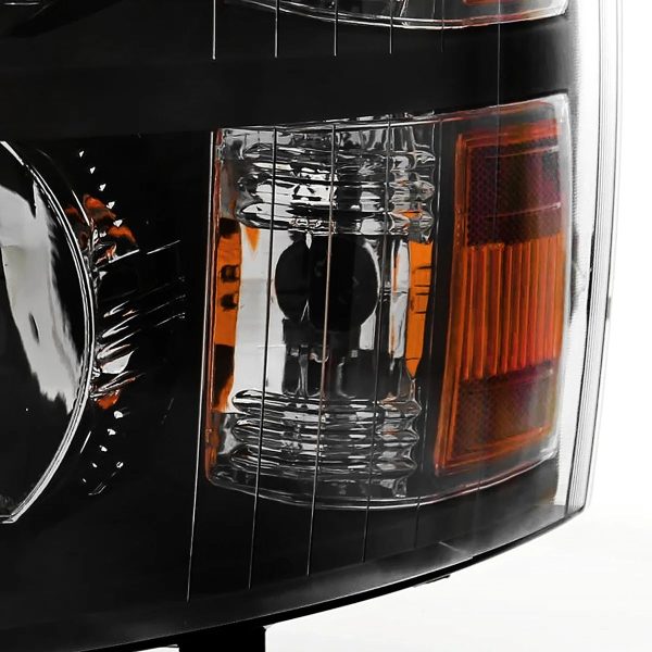 Spec-D Tuning Compatible with 2007-2013 Chevy Silverado 1500 Pickup Crystal Black Headlights+LED Tail Lamps+Black Grille - Image 5