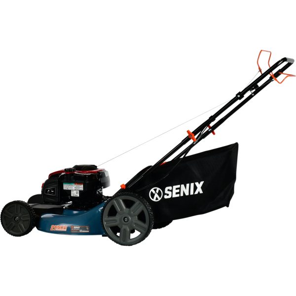 SENIX Self-Propelled Gas Lawn Mower, 21-Inch, 150 cc 4-Cycle Briggs & Stratton Engine, 3-In-1 Single Speed Lawnmower, 6-Position Height Adjustment with 11-Inch Rear Wheels, LSSG-M1, Blue - Image 8