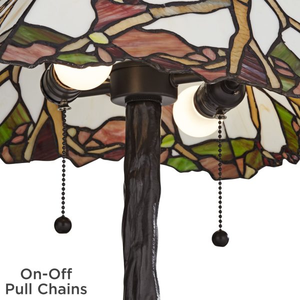 Robert Louis Tiffany Cherry Rustic Table Lamp 26" High Dark Bronze Cherry Blossom Stained Art Glass Shade for Bedroom Living Room Bedside Nightstand - Image 5