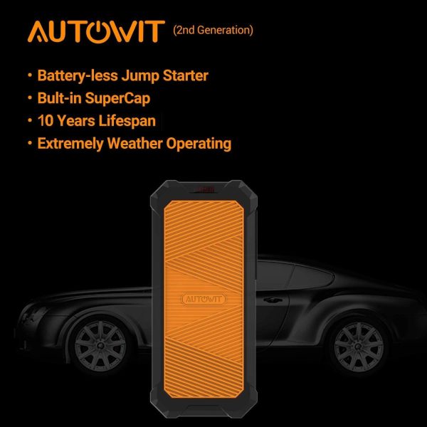SuperCap 2 Portable Car Jump Starter, 12V Super Capacitor Jump Starter (Up to 7.0L Gas, 4.0L Diesel Engine), Super Safe Battery-Less Jump Starter with Carrying Case and Quick Charge, Orange - Image 3