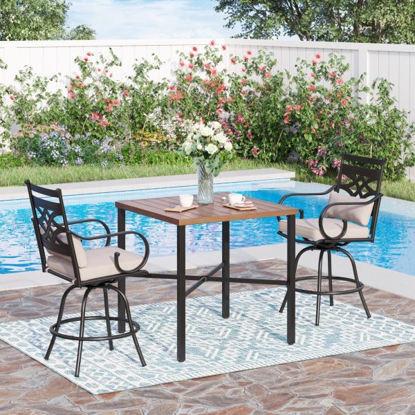 Sophia & William 2 Piece Patio Outdoor Swivel Bar Stools Metal Counter Height Chairs with Cushions - Image 2