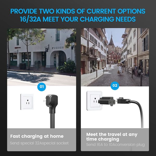 ORICO EV Charger Level 1 Level 2 Portable Electric Vehicle Charger 4-Gear Charging Speed Adjustable, NEMA 5-15P 110V-240V 16 Amp with 32.8 ft Extension Cord and Storage Bag - Compatible with J1772 EVs - Image 6