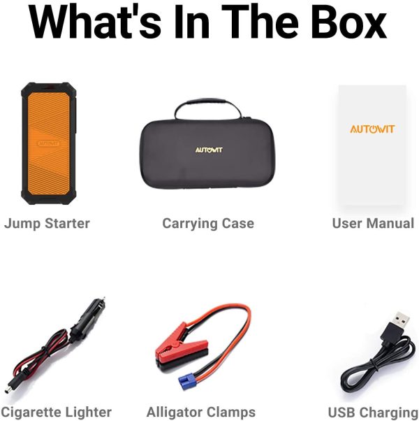 SuperCap 2 Portable Car Jump Starter, 12V Super Capacitor Jump Starter (Up to 7.0L Gas, 4.0L Diesel Engine), Super Safe Battery-Less Jump Starter with Carrying Case and Quick Charge, Orange - Image 2