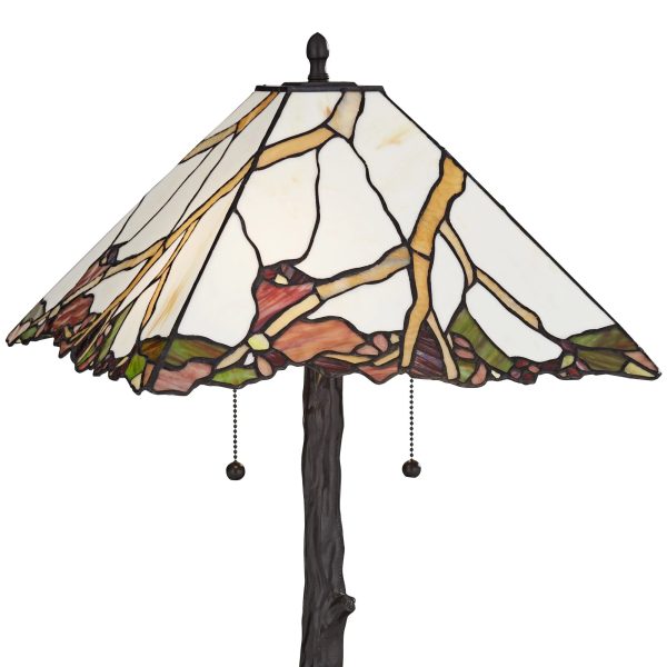 Robert Louis Tiffany Cherry Rustic Table Lamp 26" High Dark Bronze Cherry Blossom Stained Art Glass Shade for Bedroom Living Room Bedside Nightstand - Image 4