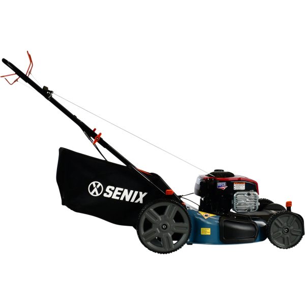 SENIX Self-Propelled Gas Lawn Mower, 21-Inch, 150 cc 4-Cycle Briggs & Stratton Engine, 3-In-1 Single Speed Lawnmower, 6-Position Height Adjustment with 11-Inch Rear Wheels, LSSG-M1, Blue - Image 6