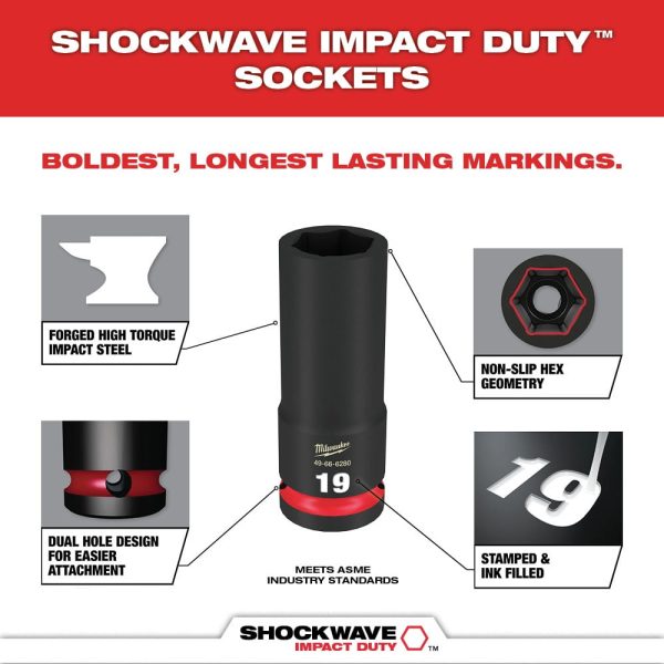 Milwaukee 49-66-7016 29-Piece SHOCKWAVE Impact Duty 1/2 in. Drive SAE and Metric Deep 6 Point Socket Set - Image 4