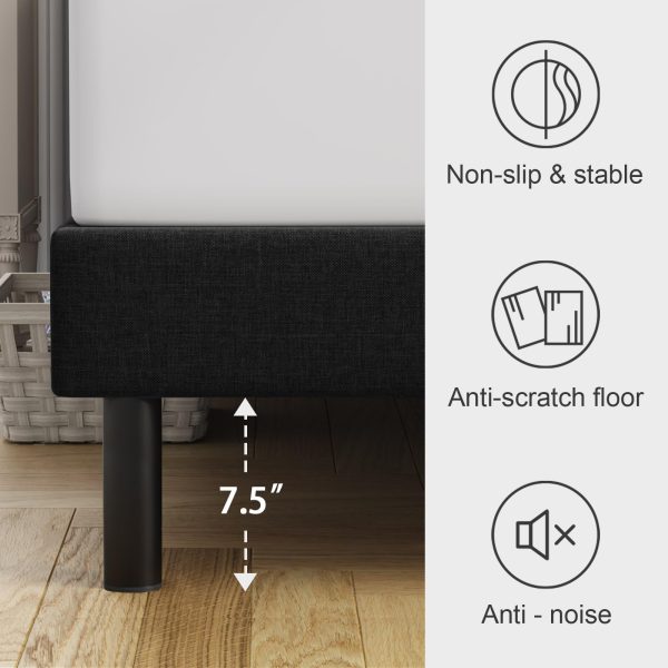 Molblly Full Bed Frame Upholstered Platform with Headboard and Strong Wooden Slats, Non-Slip and Noise-Free,No Box Spring Needed, Easy Assembly,Black - Image 6