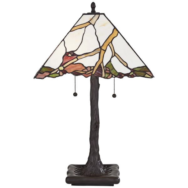Robert Louis Tiffany Cherry Rustic Table Lamp 26" High Dark Bronze Cherry Blossom Stained Art Glass Shade for Bedroom Living Room Bedside Nightstand - Image 8