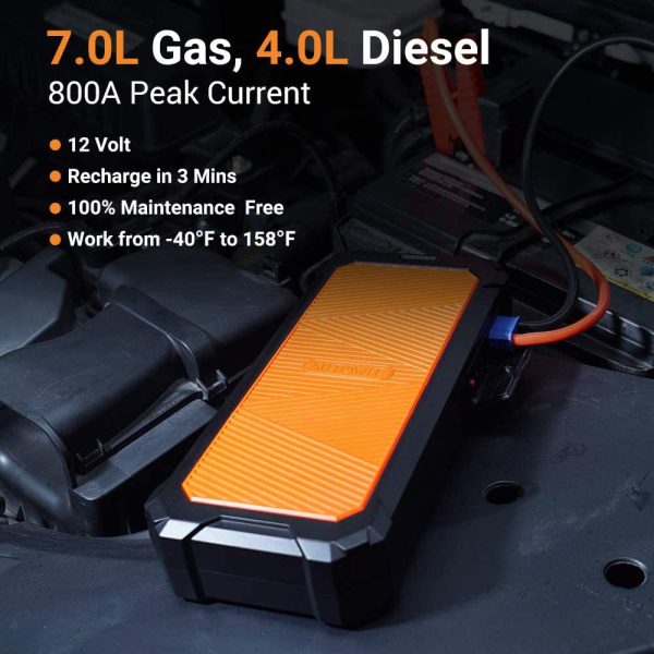 SuperCap 2 Portable Car Jump Starter, 12V Super Capacitor Jump Starter (Up to 7.0L Gas, 4.0L Diesel Engine), Super Safe Battery-Less Jump Starter with Carrying Case and Quick Charge, Orange - Image 5