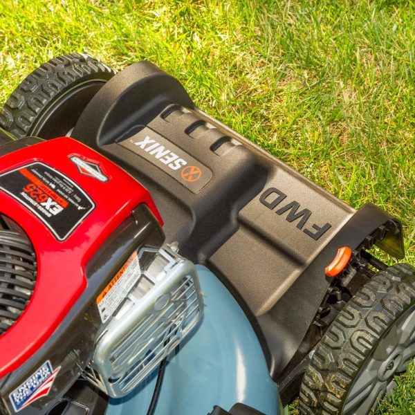 SENIX Self-Propelled Gas Lawn Mower, 21-Inch, 150 cc 4-Cycle Briggs & Stratton Engine, 3-In-1 Single Speed Lawnmower, 6-Position Height Adjustment with 11-Inch Rear Wheels, LSSG-M1, Blue - Image 4