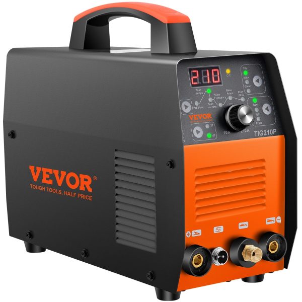 VEVOR 210Amp TIG Welder 110/220V Dual Voltage HF TIG/Stick/Clean 3 in 1 Welder w/ Pulse, IGBT Inverter & Torch, Digital Arc Welding Machine for Stainless Steel, Iron, Mild Steel, Copper, and Nickel - Image 9