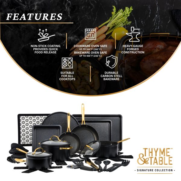 Thyme & Table 32-Piece Cookware & Bakeware Non-Stick Set, Black - Image 4
