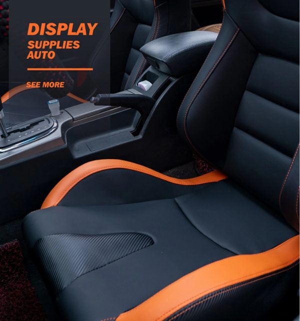 Racing Seats, 2PCS Universal PVC Leather Racing Seats with Dual Lock Sliders, Reclining Design & Front-Back Adjustable Seats (Black&Orange) - Image 4