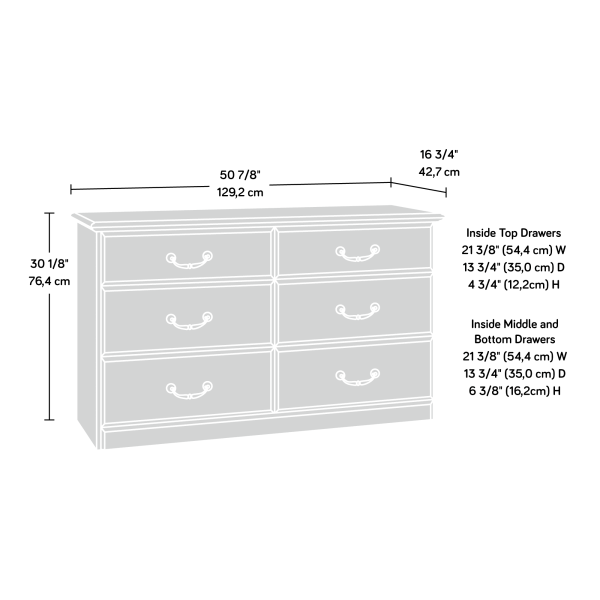 Sauder Orchard Hills 6 Drawer Dresser， Carolina Oak finish - Image 8
