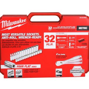 Milwaukee 48-22-9508 3/8" Drive 32-Piece Metric Ratchet & Socket Set with Case