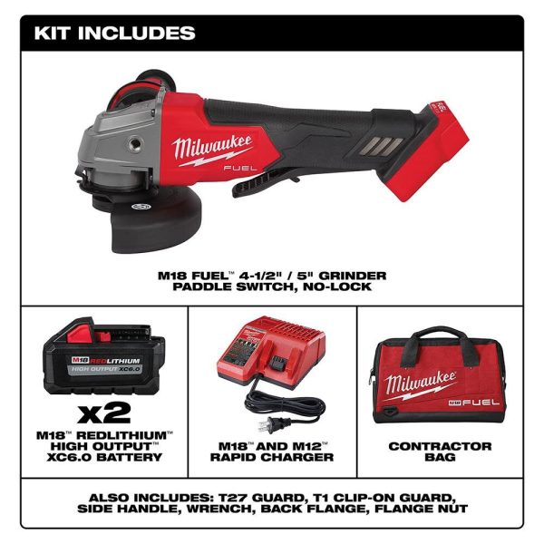Milwaukee M18 FUEL 4-1/2" / 5" Grinder Paddle Switch No-Lock Kit 2880-22 from Milwaukee - Image 2