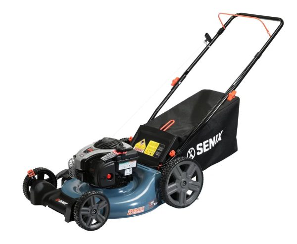 SENIX 21-Inch Push Lawnmower, 140 cc 4-Cycle Briggs & Stratton Engine, 3-in-1 Mower, Prime & Pull, 6-Position Height Adjustment with 11-Inch Rear Wheels, LSPG-M7 - Image 3