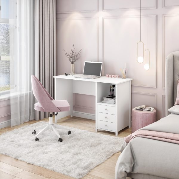Techni Mobili Contemporary Desk with 3 Storage Drawers, White - Image 2