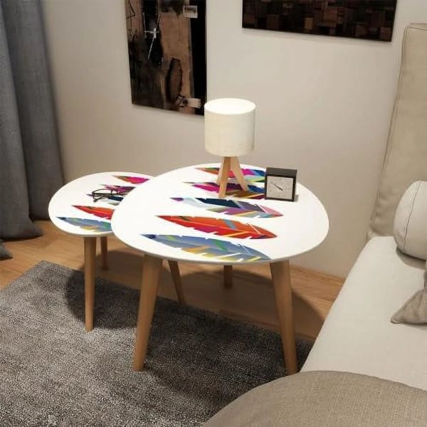 TJXFVNB Small Coffee Nesting Seamless Border Small Bright Colorful Flowers Leaves Triangle End Center Modern Room Bedroom Balcony - Image 4