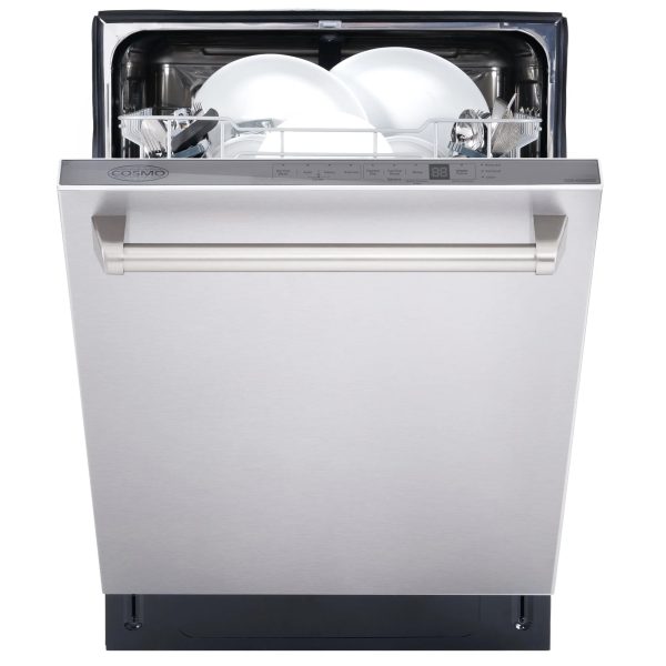 Cosmo 4 Piece Kitchen Appliance Packages with 30" Freestanding Electric Range 30" Wall Mount Hood 24" Built-in Integrated Dishwasher & French Door Refrigerator Kitchen Appliance Bundles - Image 6