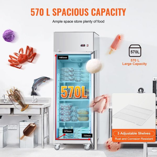 SKYSHALO Commercial Freezer 19.32 Cu.ft Reach In Upright Freezer 1 Door 4 Shelves - Image 4