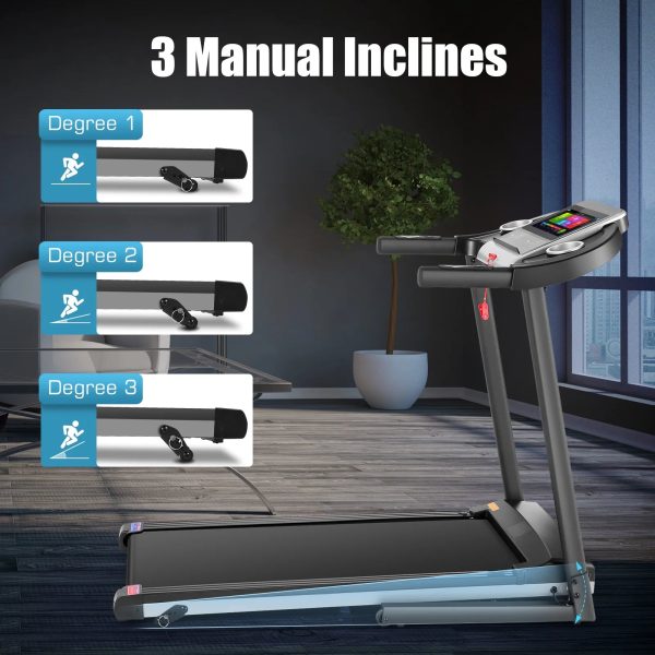 Simpfree Treadmill with 10" HD TV Movie Touchscreen and 3D Virtual Sports Scene, 0.5-9.0 mph/h & 3.25HP Electric Treadmill with Incline for Home（Black） - Image 4