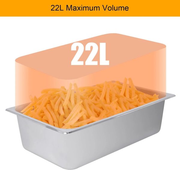 ROVSUN 23.8Qt Electric Deep Fryer w/Large Single Basket & Lid, Adjustable Temperature Countertop Commercial Stainless Steel Kitchen Oil Fryer Frying Machine for French Fries Turkey Onion Rings 5000W - Image 4