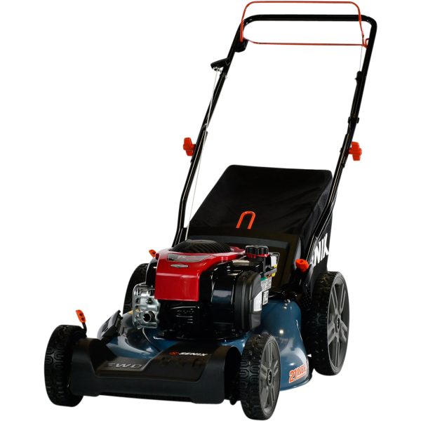 SENIX Self-Propelled Gas Lawn Mower, 21-Inch, 150 cc 4-Cycle Briggs & Stratton Engine, 3-In-1 Single Speed Lawnmower, 6-Position Height Adjustment with 11-Inch Rear Wheels, LSSG-M1, Blue - Image 3