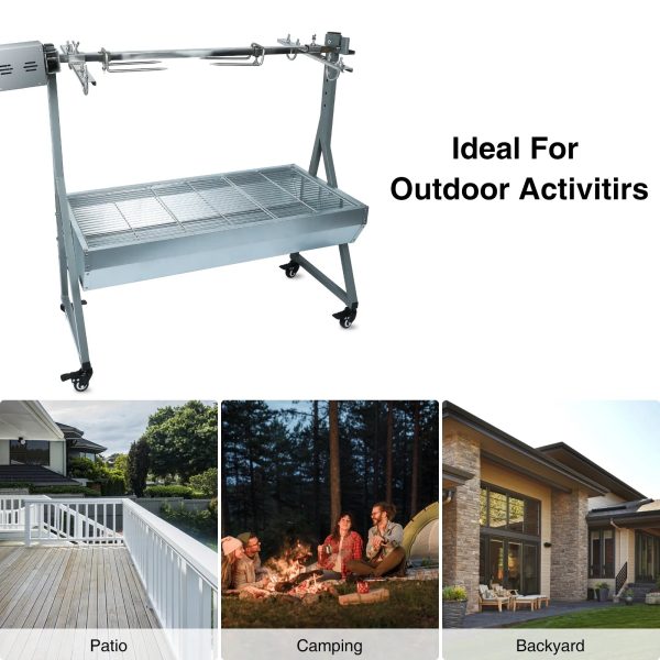 Rocita Rotisserie Grill Roaster, 132lbs Charcoal Grill Outdoor BBQ Grill Pig Lamb Spit Roaster with 25W Motor and Hand Crank - Image 9