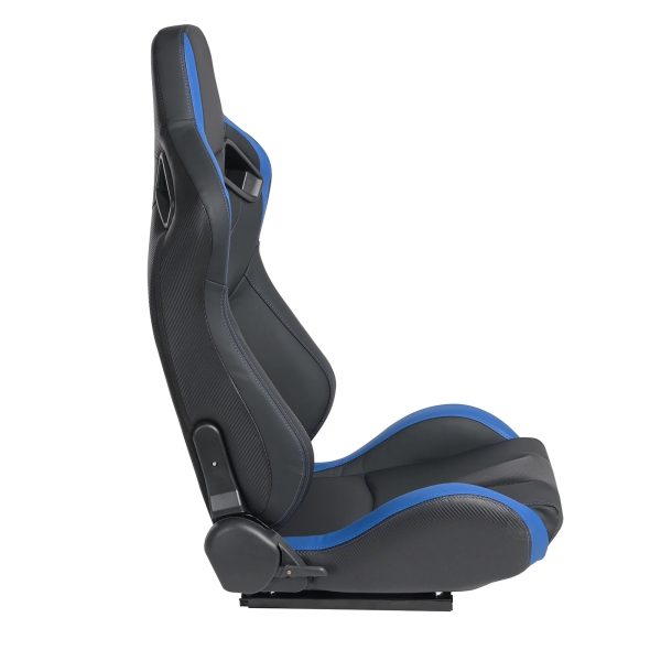 Racing Seats, 1 Pair Bucket Seats with Dual Lock Sliders for Front-Back Adjustment, PVC Leather Universal Racing Seats for Cars (Black with Blue) - Image 7