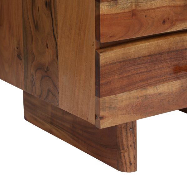 Tift Terrell Handcrafted Boho Acacia Wood 3 Drawer Nightstand, Set of 2 - Image 5