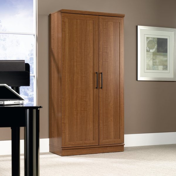 Sauder HomePlus 71" Tall 2-Door Multiple Shelf Wood Storage Cabinet， Sienna Oak Finish - Image 7